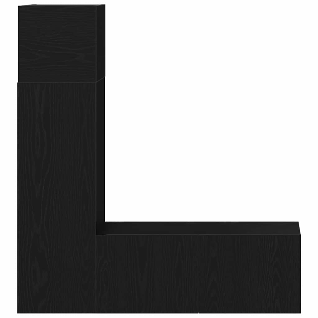 TV Cabinet Set Wall-mounted 3 pcs Black oak 130.5 x 30 x 140 cm