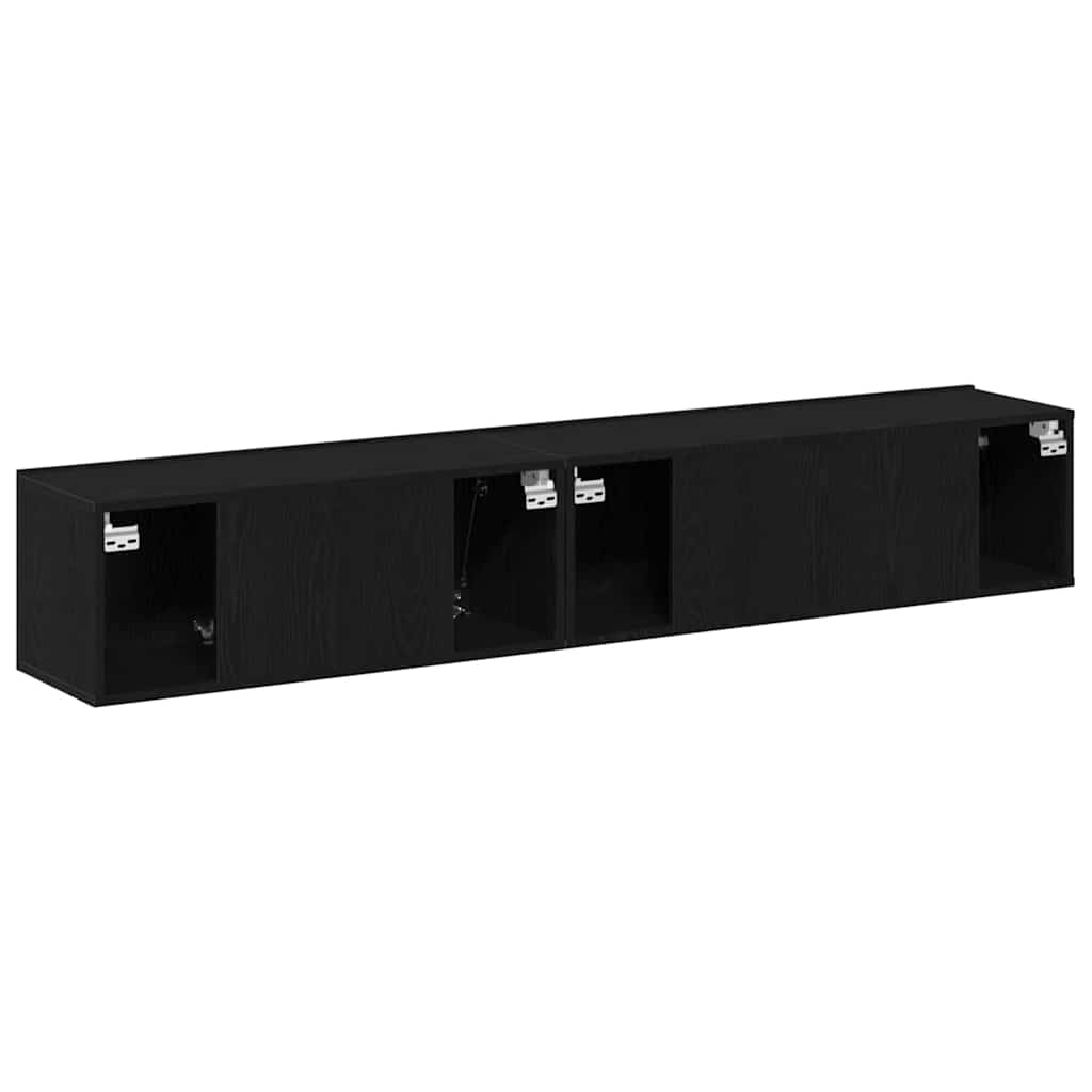 TV Cabinet Set 2 pcs Black oak 100 x 30 x 30 cm Engineered wood