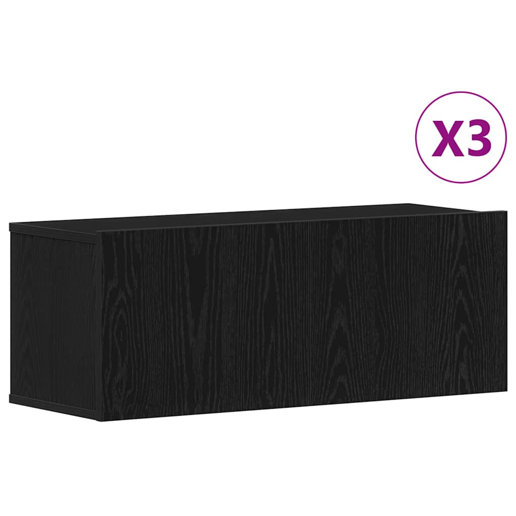 TV Cabinet Set 3 pcs Black oak 80 x 30 x 30 cm Engineered wood