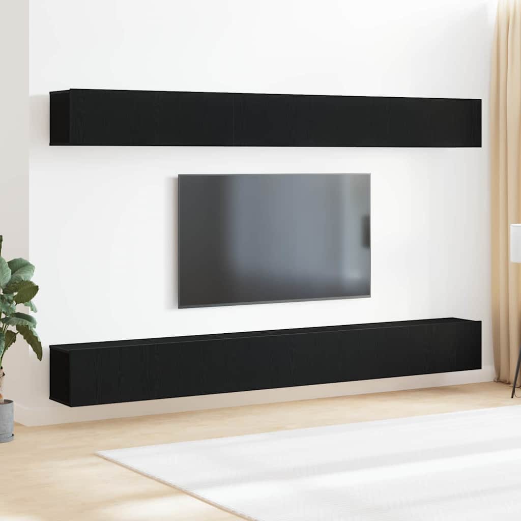 TV Cabinet Set 6 pcs Black oak 100 x 30 x 30 cm Engineered Wood