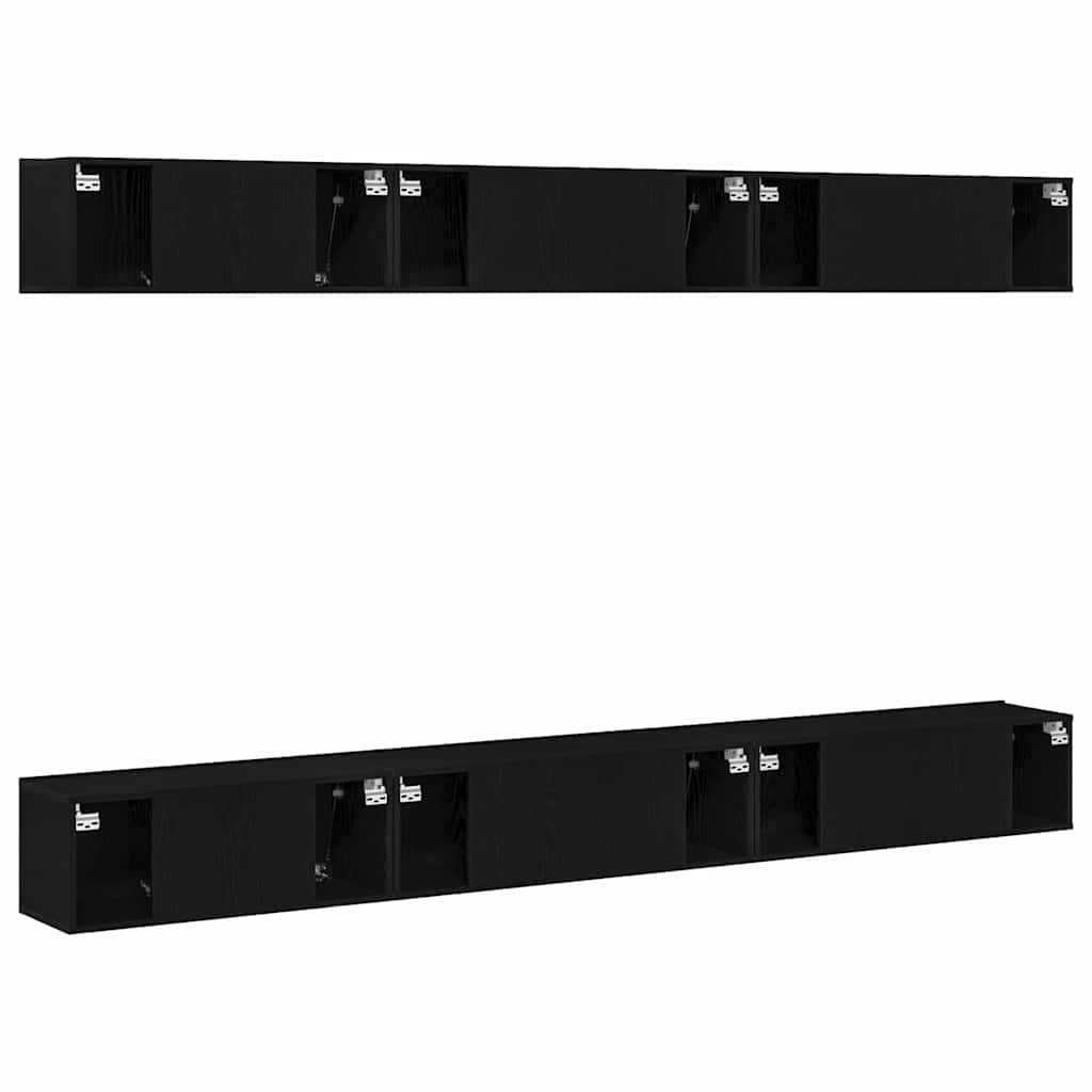 TV Cabinet Set 6 pcs Black oak 100 x 30 x 30 cm Engineered Wood