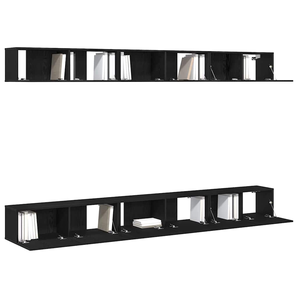 TV Cabinet Set 6 pcs Black oak 100 x 30 x 30 cm Engineered Wood