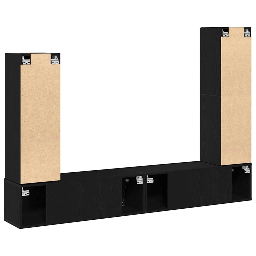 TV Cabinet Set Wall-mounted 6 pcs Black oak 30.5 x 30 x 110 cm