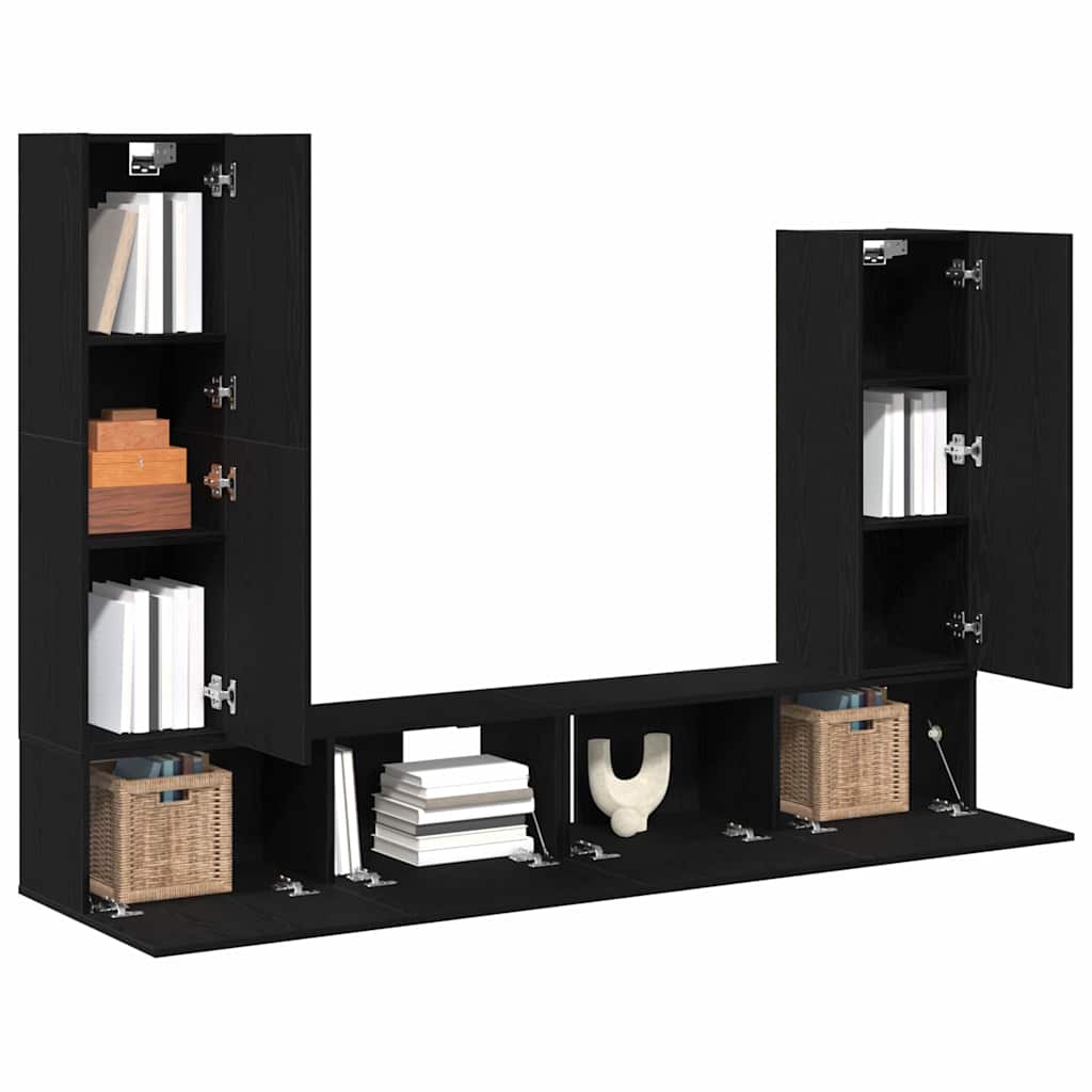 TV Cabinet Set Wall-mounted 6 pcs Black oak 30.5 x 30 x 110 cm