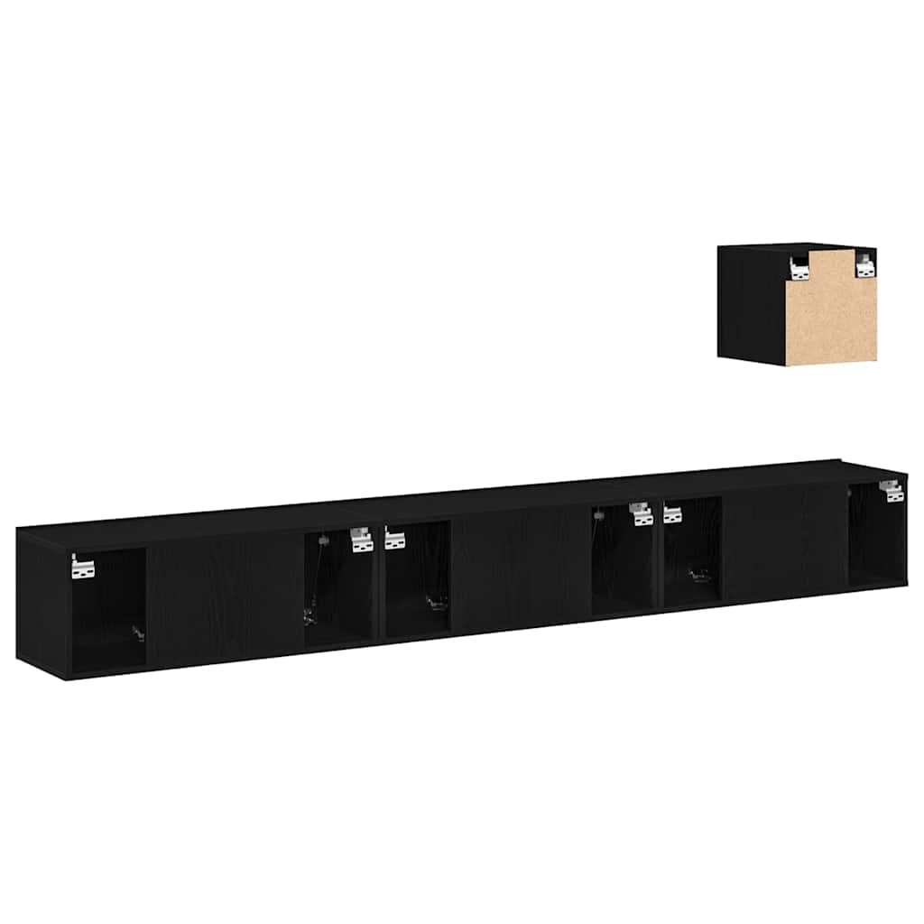 TV Cabinet Set 4 pcs Black oak 80 x 30 x 30 cm Engineered wood