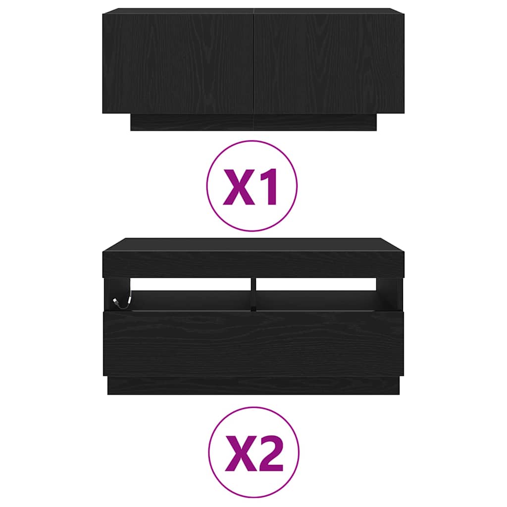 TV Cabinet 3 pcs Black 260 x 35 x 40 cm Engineered wood