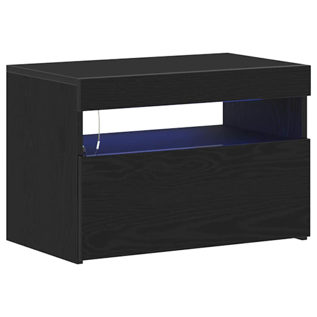 Bedside Cabinet Black oak 60 x 35 x 40 cm Engineered wood