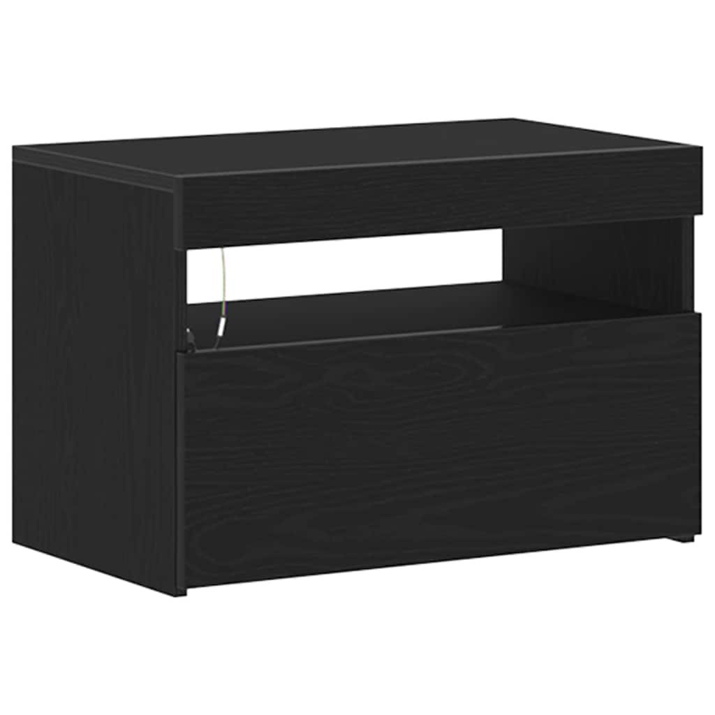 Bedside Cabinet Black oak 60 x 35 x 40 cm Engineered wood