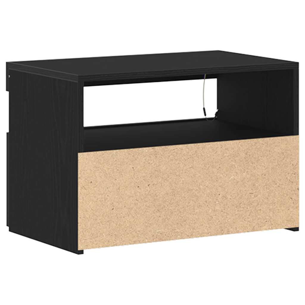 Bedside Cabinet Black oak 60 x 35 x 40 cm Engineered wood