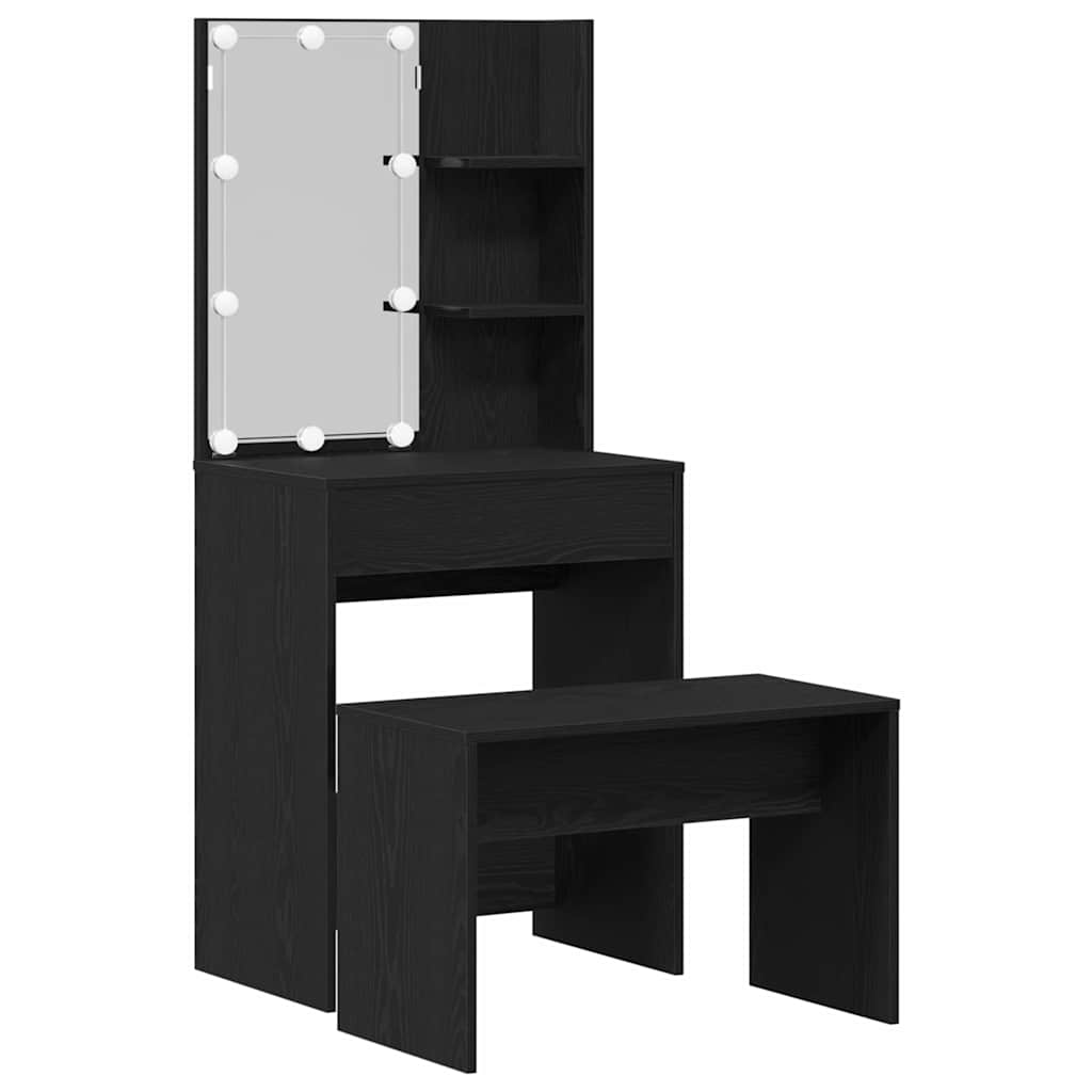 Dressing Table Set Black oak 60 x 40 x 140 cm Engineered wood