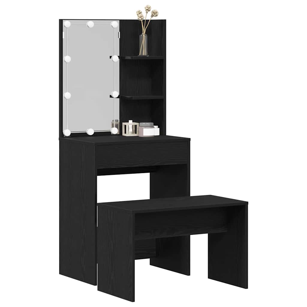 Dressing Table Set Black oak 60 x 40 x 140 cm Engineered wood