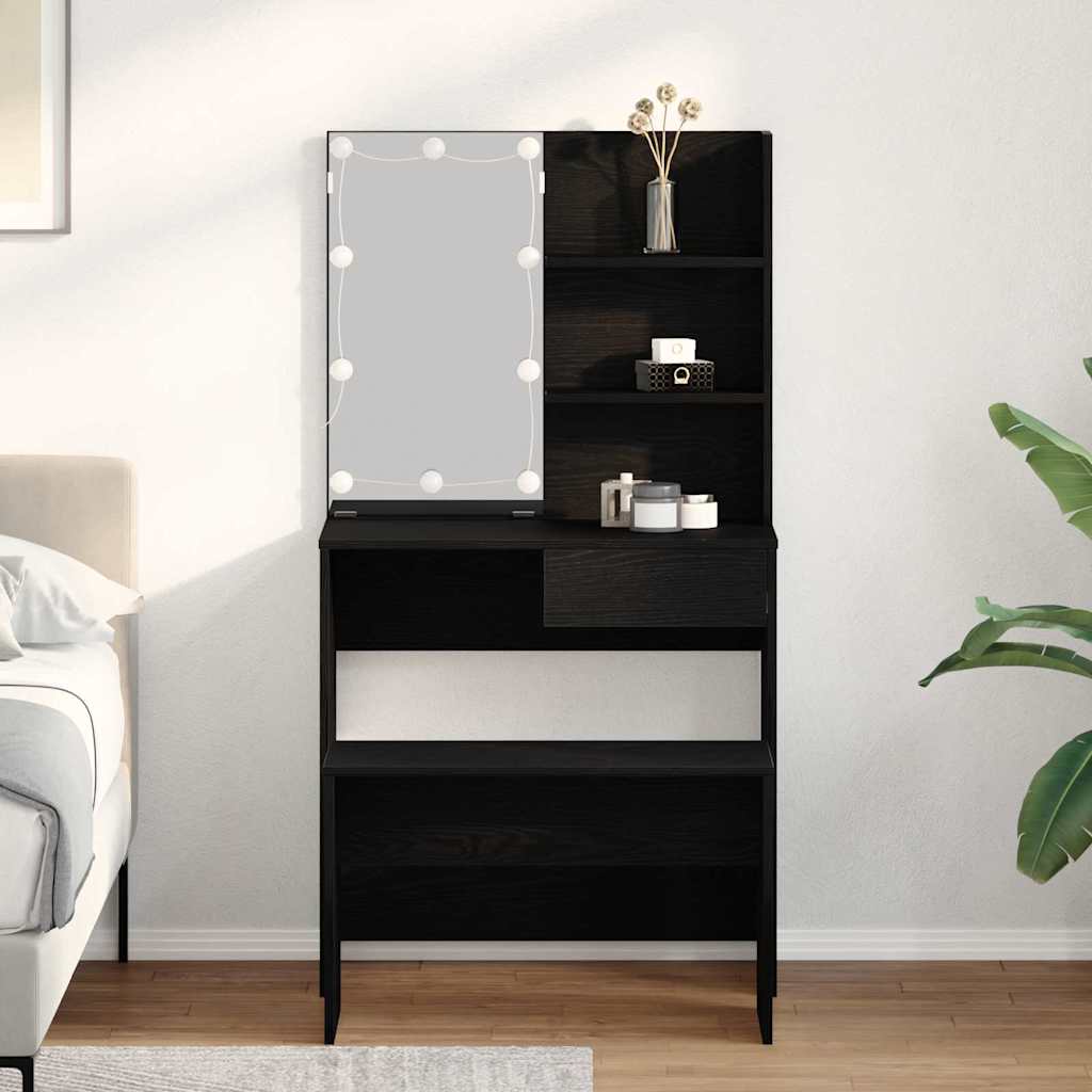 Dressing Table Set Black oak 74.5 x 40 x 141 cm Engineered wood