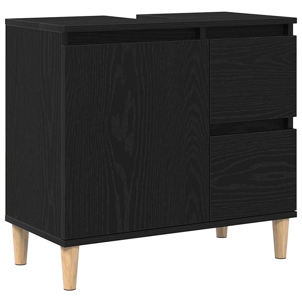 Bathroom Furniture Set with Drawer 3 pcs Black 30 x 30 x 180 cm