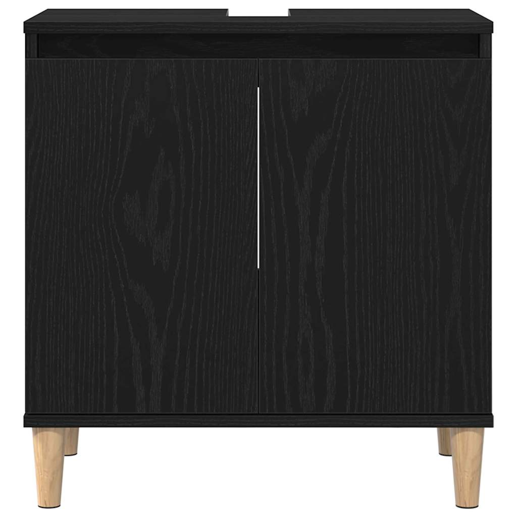 Bathroom Furniture Set with Door 3 pcs Black 30 x 30 x 180 cm