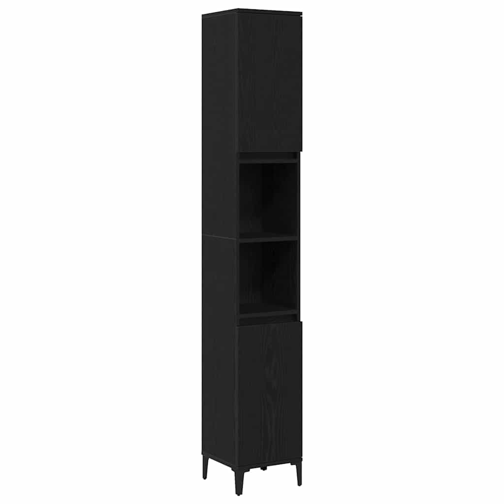 Bathroom Furniture Set with Door 3 pcs Black 30 x 30 x 180 cm