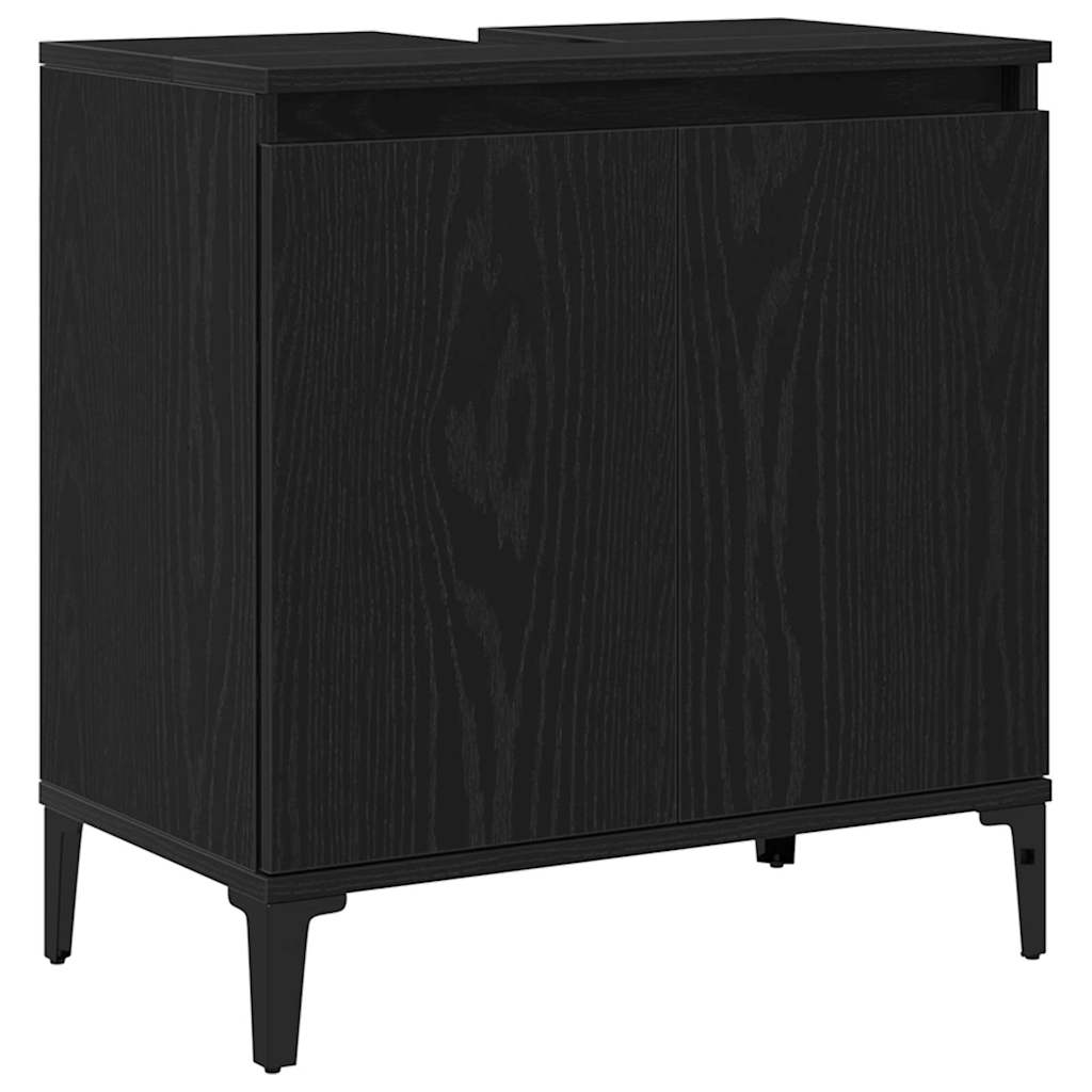 Bathroom Furniture Set with Door 3 pcs Black 30 x 30 x 180 cm