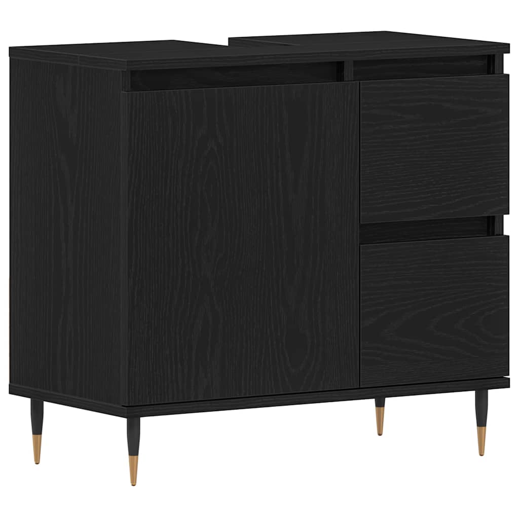 Bathroom Furniture Set 3 pcs Black Oak 30 x 30 x 190 cm