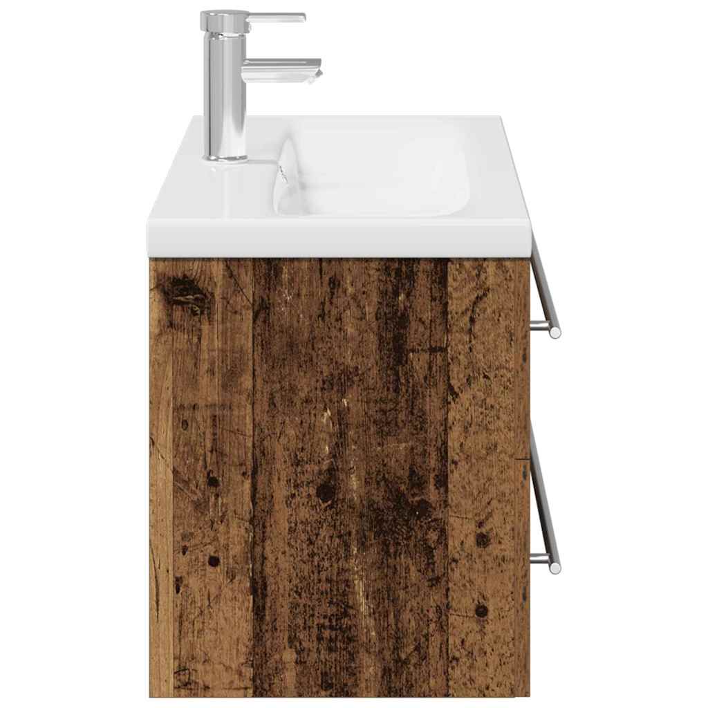 Sink Cabinet with Basin 2 pcs Old wood 100 x 38.5 x 48 cm