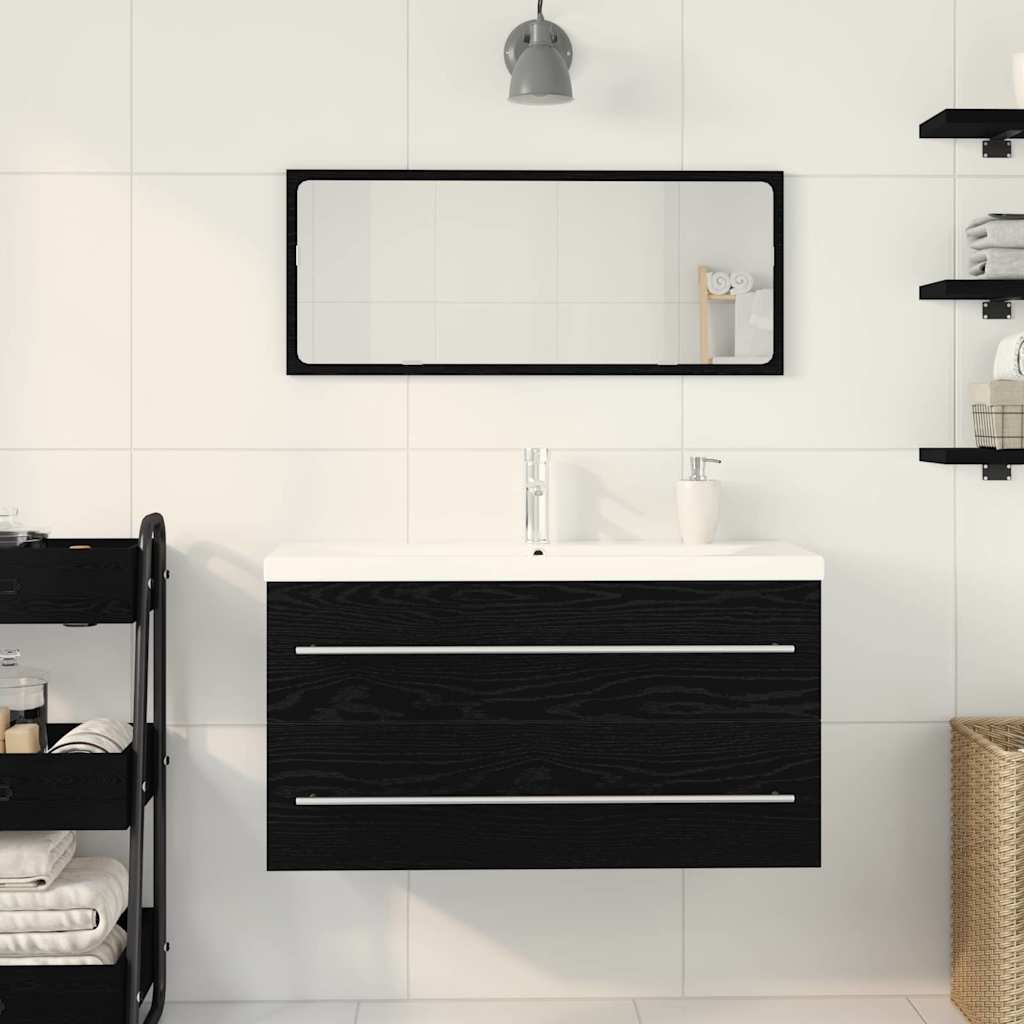Sink Cabinet with Basin 3 pcs Black oak 90 x 38.5 x 48 cm
