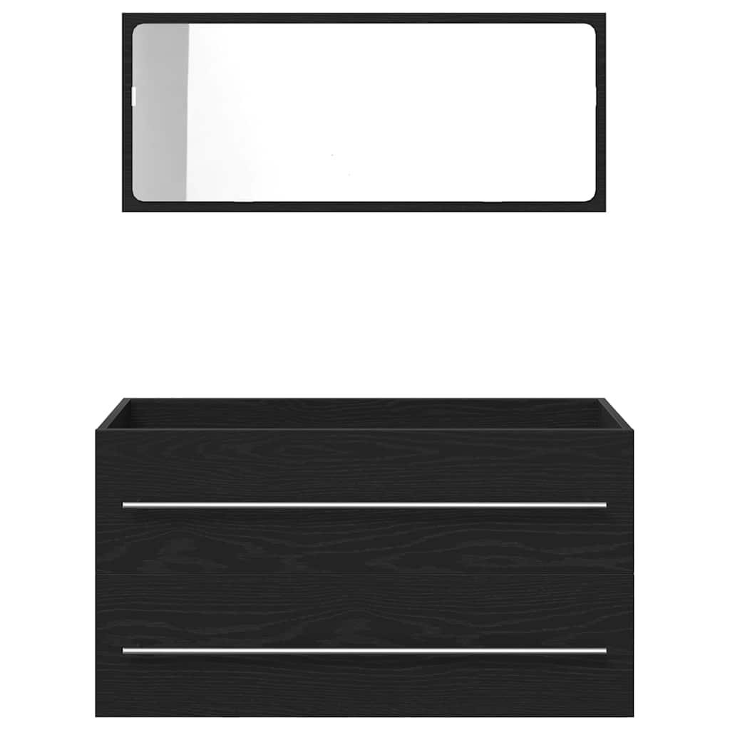 Sink Cabinet with Basin 3 pcs Black oak 90 x 38.5 x 48 cm