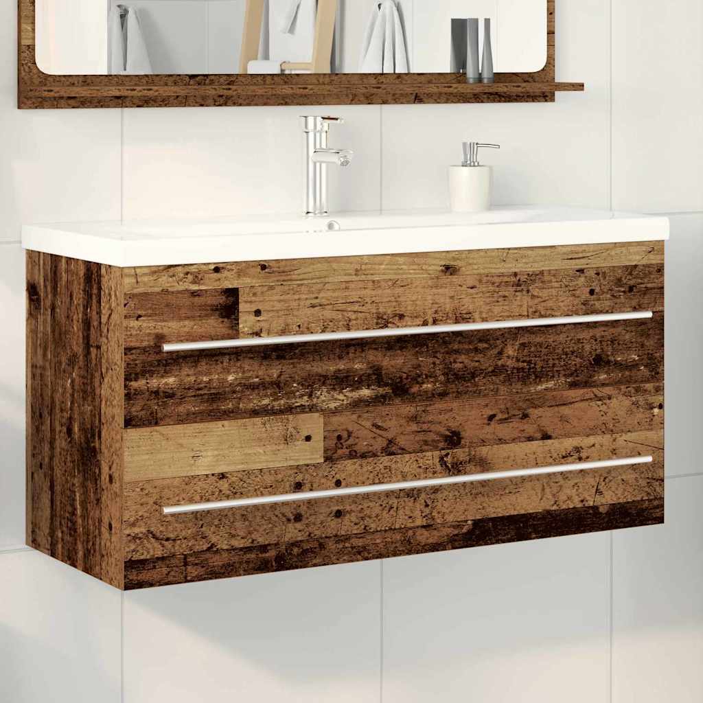 Sink Cabinet with Basin 2 pcs Old wood 100 x 38.5 x 48 cm