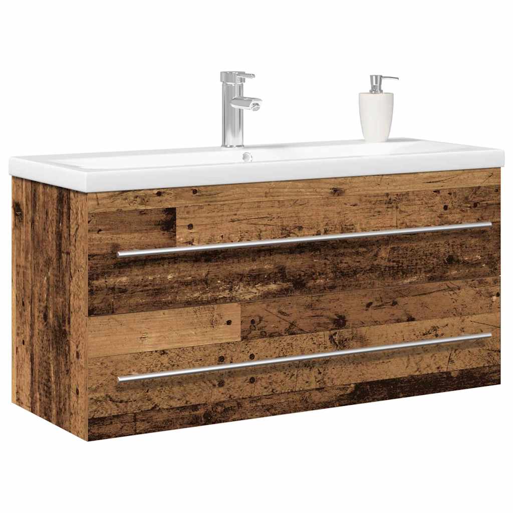 Sink Cabinet with Basin 2 pcs Old wood 100 x 38.5 x 48 cm