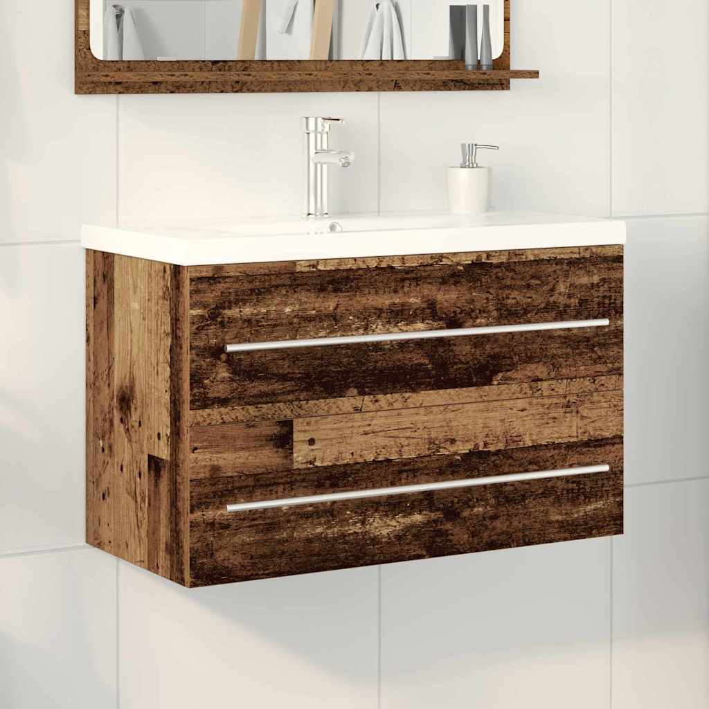 Sink Cabinet with Basin 2 pcs Old wood 80 x 38.5 x 48 cm