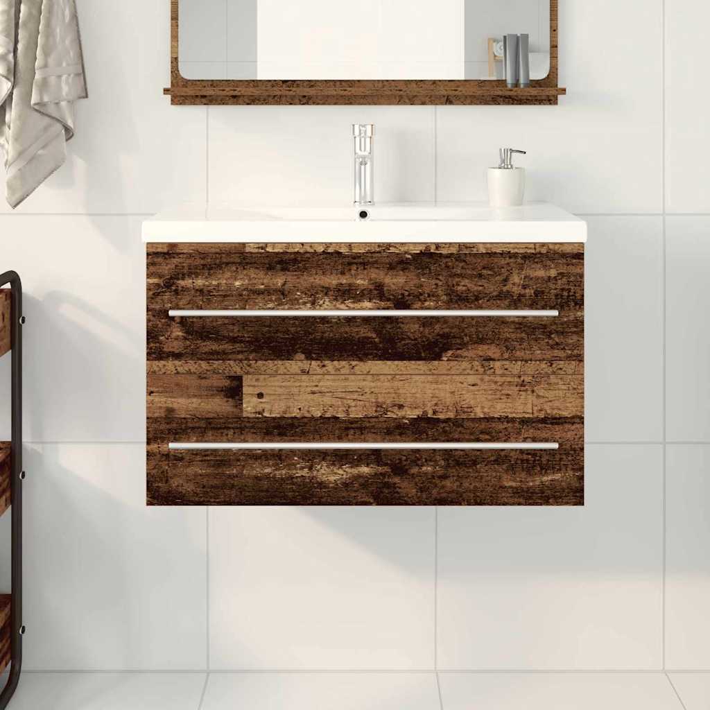 Sink Cabinet with Basin 2 pcs Old wood 80 x 38.5 x 48 cm