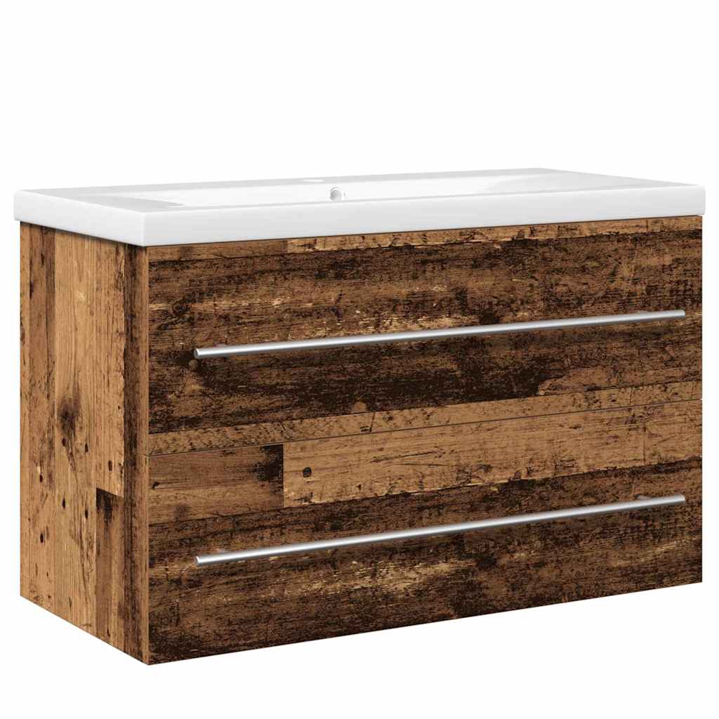 Sink Cabinet with Basin 2 pcs Old wood 80 x 38.5 x 48 cm