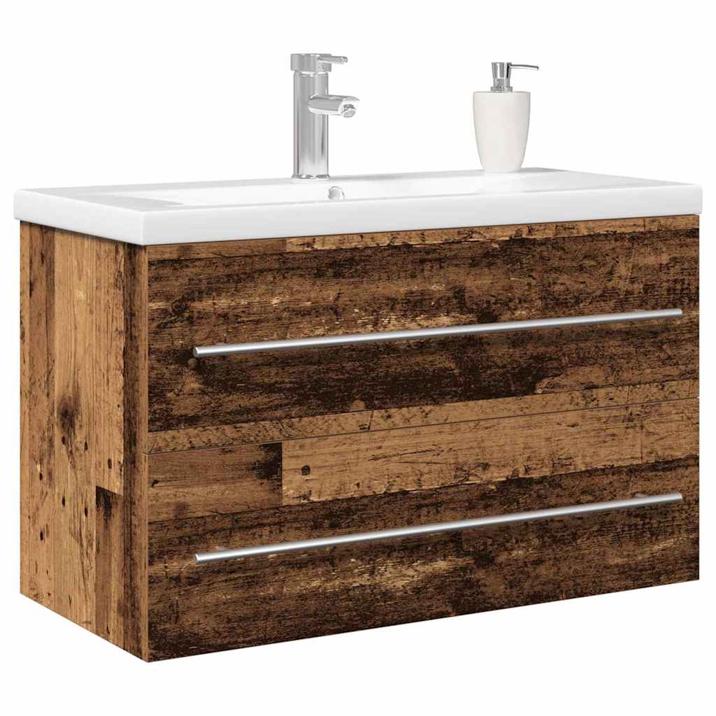 Sink Cabinet with Basin 2 pcs Old wood 80 x 38.5 x 48 cm