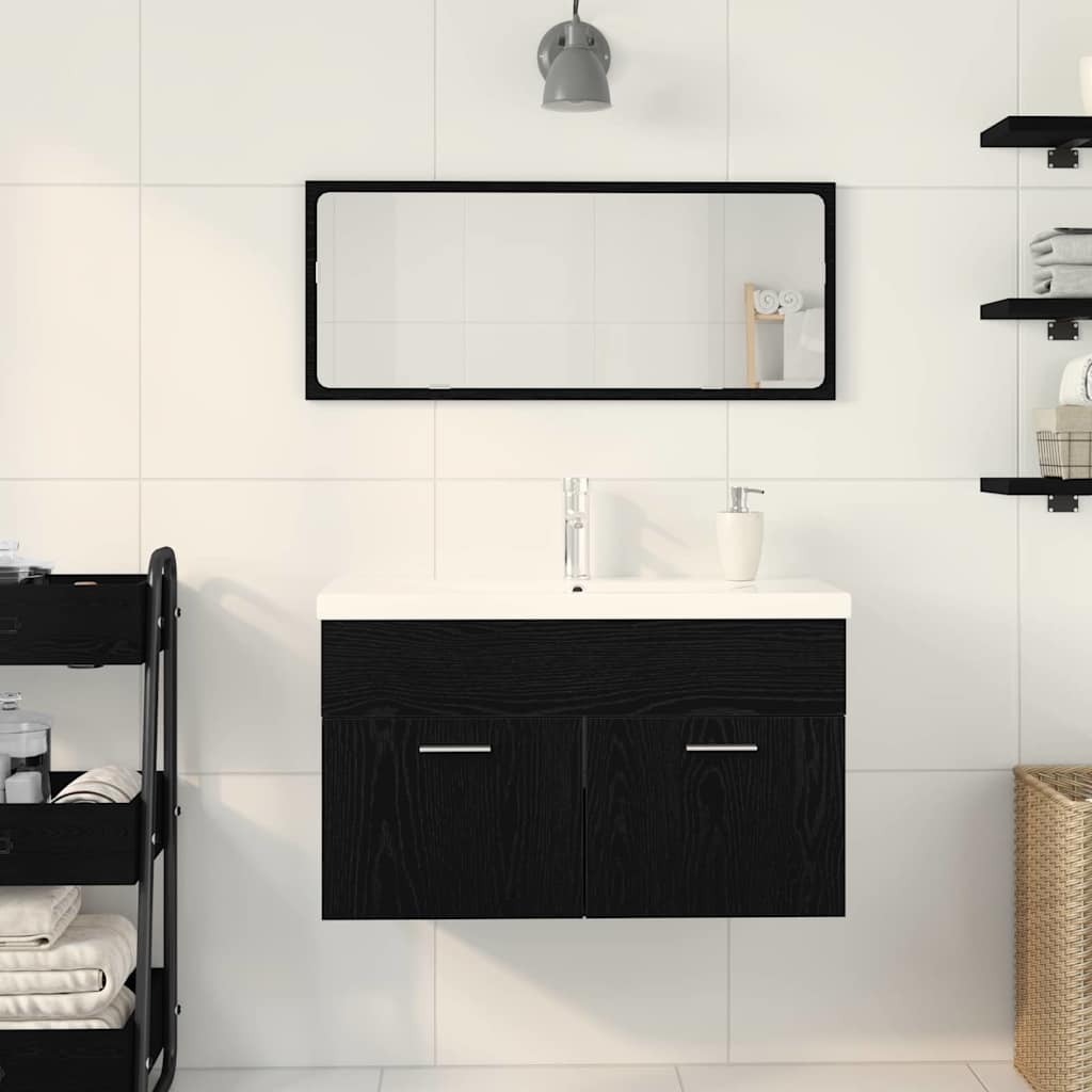 Sink cabinet Black oak 80 x 38.5 x 46 cm Engineered wood