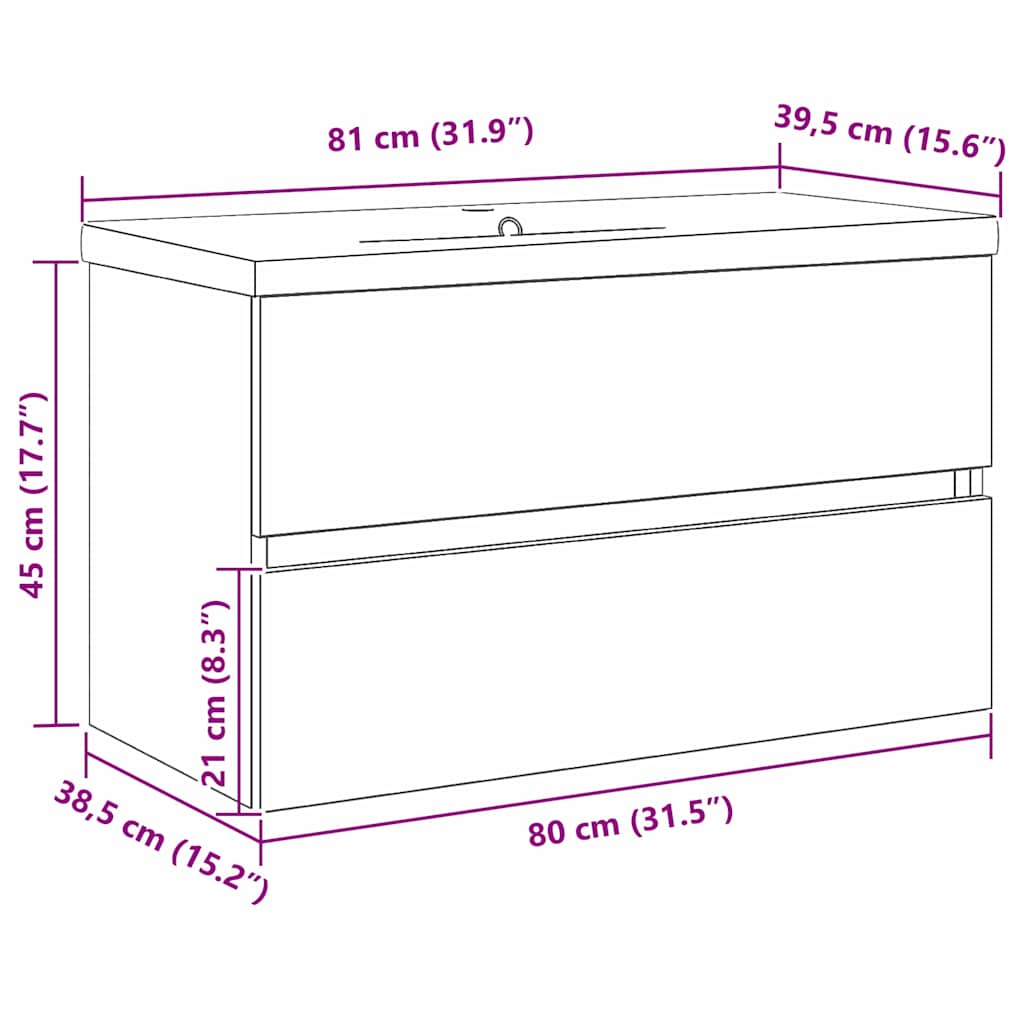 Sink Cabinet Black oak 80 x 39 x 62 cm Engineered wood