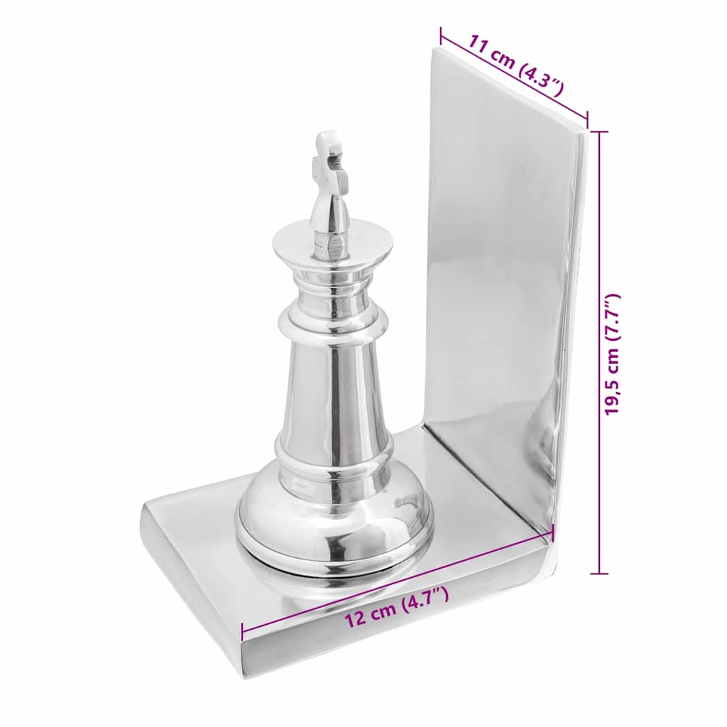 Bookends 2 pcs Silver 11 x 12 x 19.5 cm Aluminium