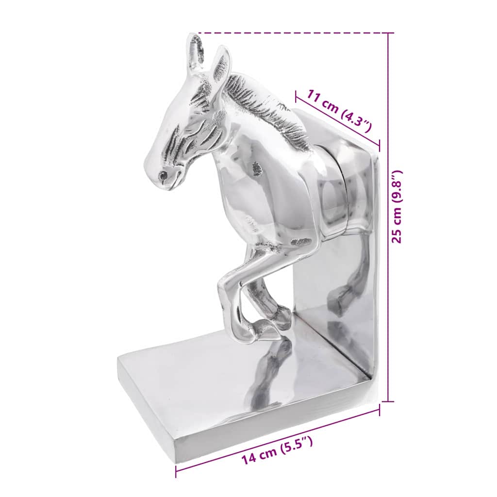 Bookends 2 pcs Silver 11 x 14 x 25 cm Aluminium