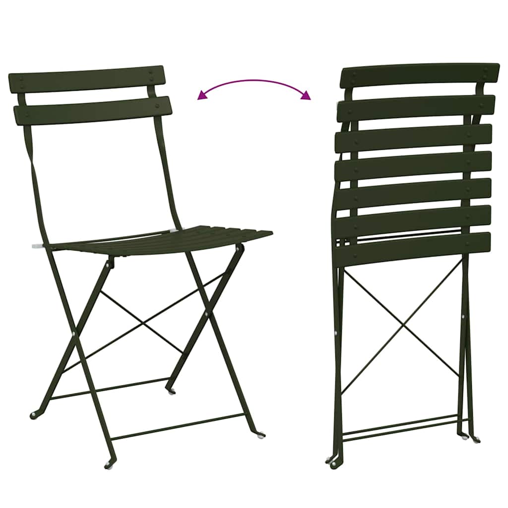 Garden Folding Chair Folding 2 pcs Green 42 x 46 x 82cm Steel