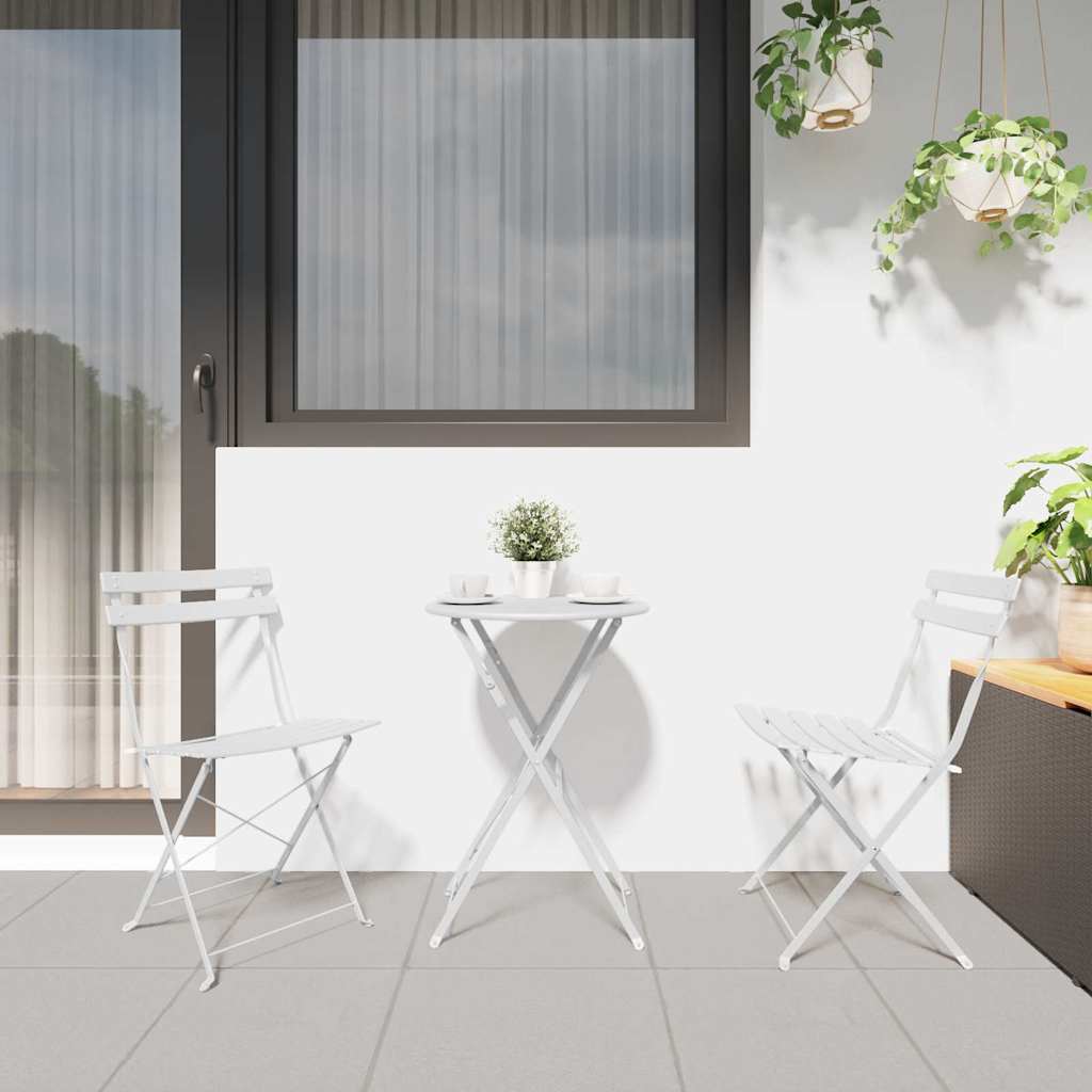 Garden Folding Chair Folding 2 pcs White 42 x 46 x 82cm Steel