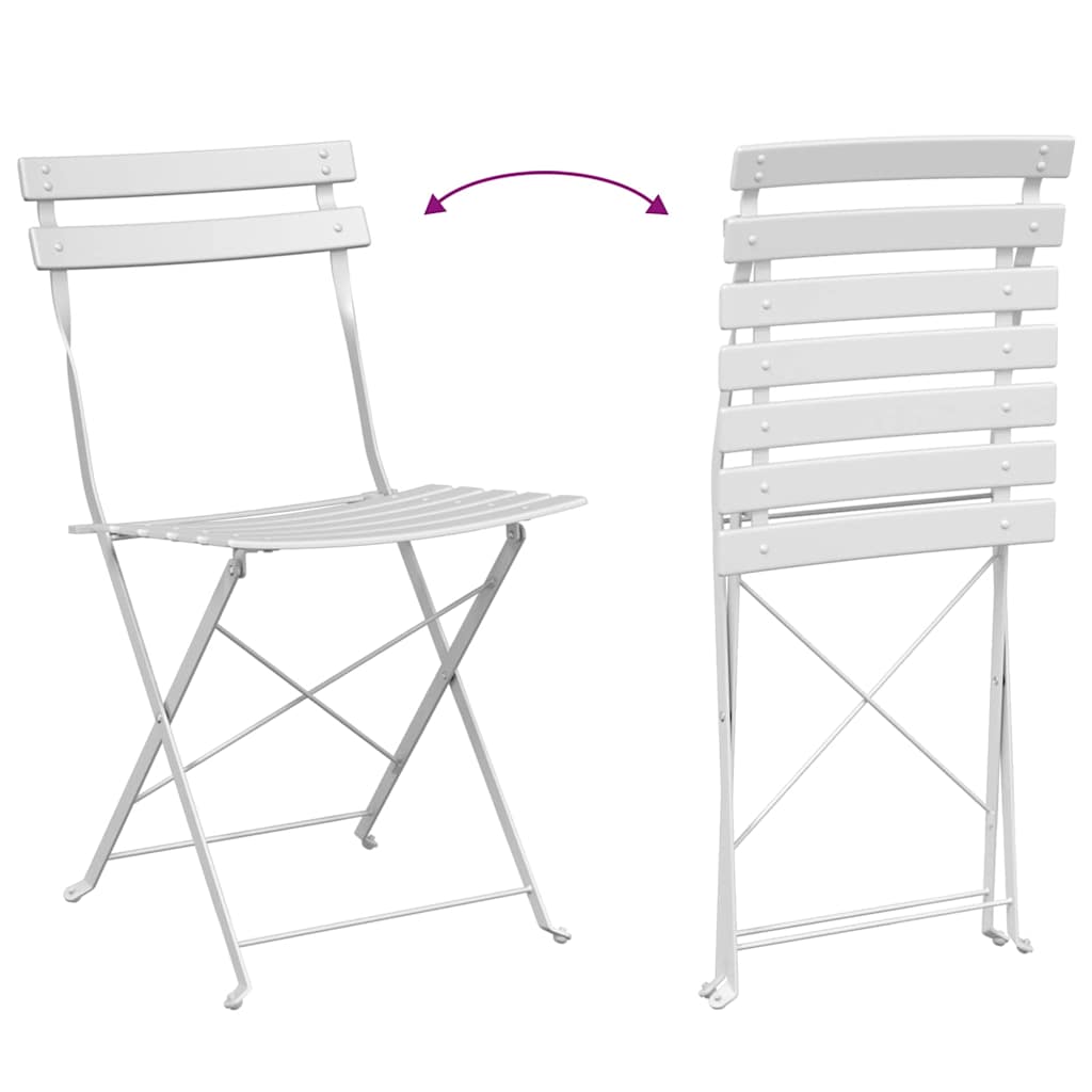 Garden Folding Chair Folding 2 pcs White 42 x 46 x 82cm Steel