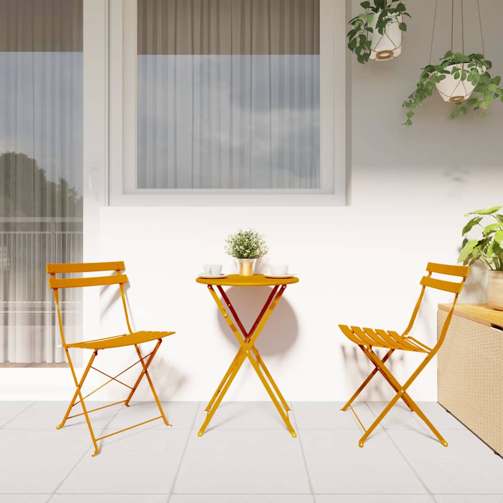 Garden Folding Chair Folding 2 pcs Mustard 42 x 46 x 82cm Steel