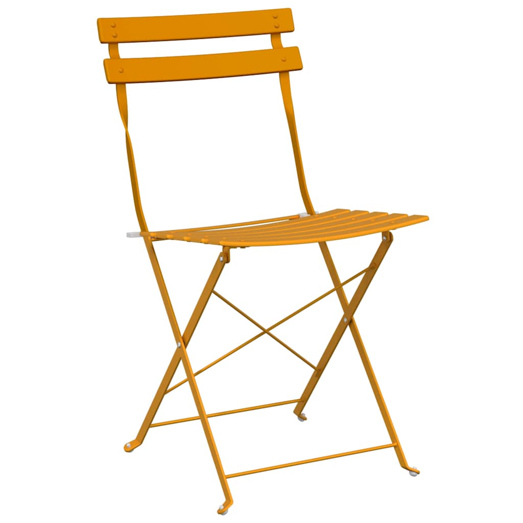 Garden Folding Chair Folding 2 pcs Mustard 42 x 46 x 82cm Steel