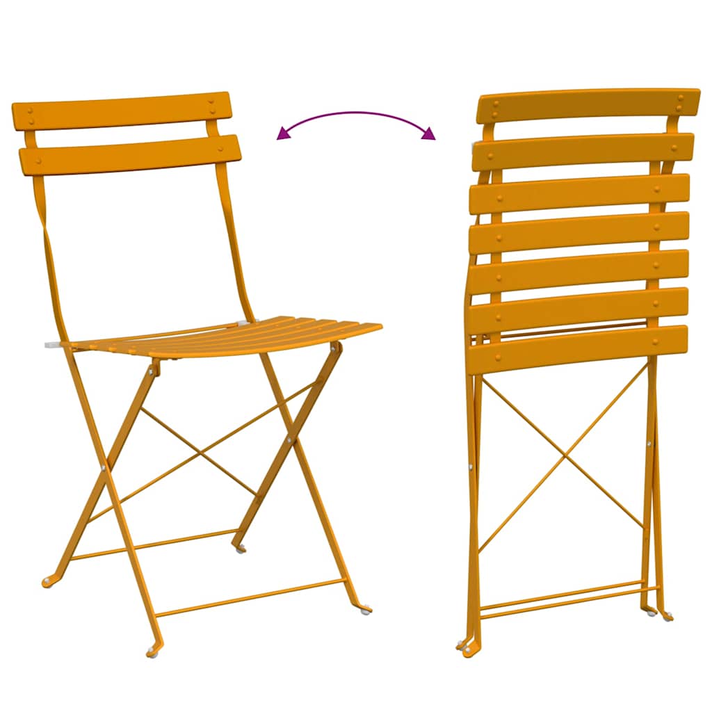 Garden Folding Chair Folding 2 pcs Mustard 42 x 46 x 82cm Steel