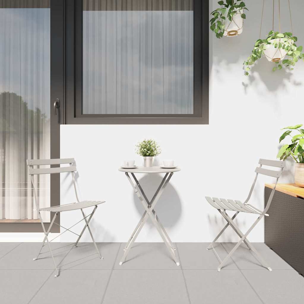Garden Folding Chair Folding 2 pcs Beige 42 x 46 x 82cm Steel