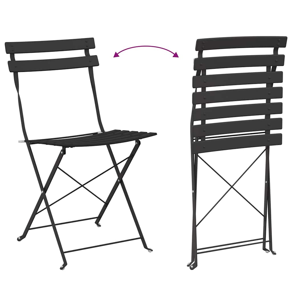 Garden Folding Chair 2 pcs Anthracite 42 x 46 x 82cm Steel