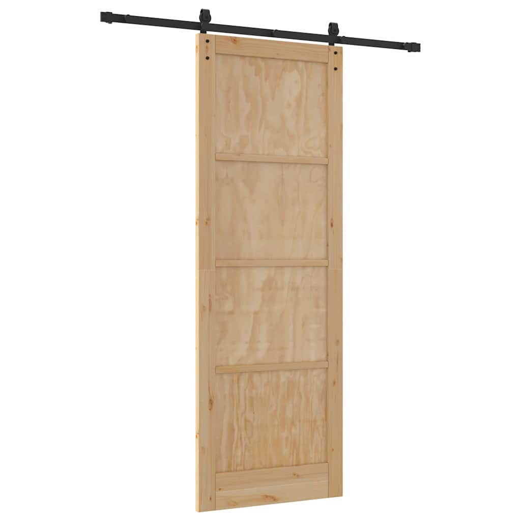 Sliding Door Manual Natural and black 83 x 232 cm
