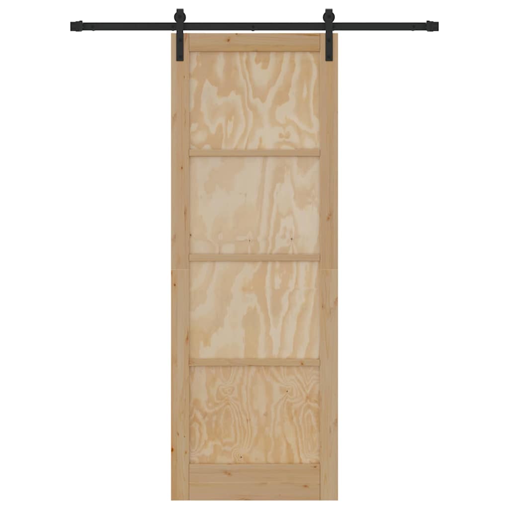 Sliding Door Manual Natural and black 83 x 232 cm