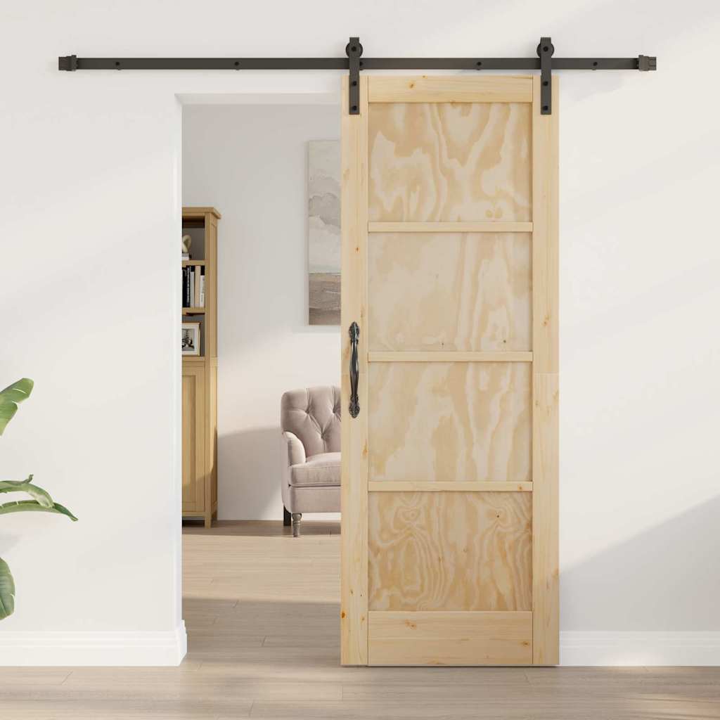 Sliding Door Manual Natural and black 73.5 x 198.5 cm