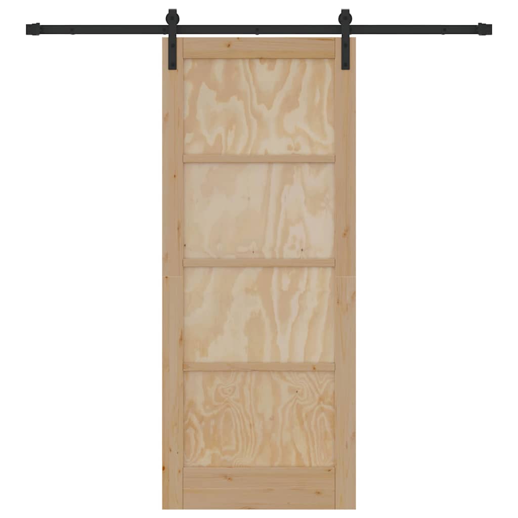 Sliding Door Manual Natural and black 83 x 202 cm