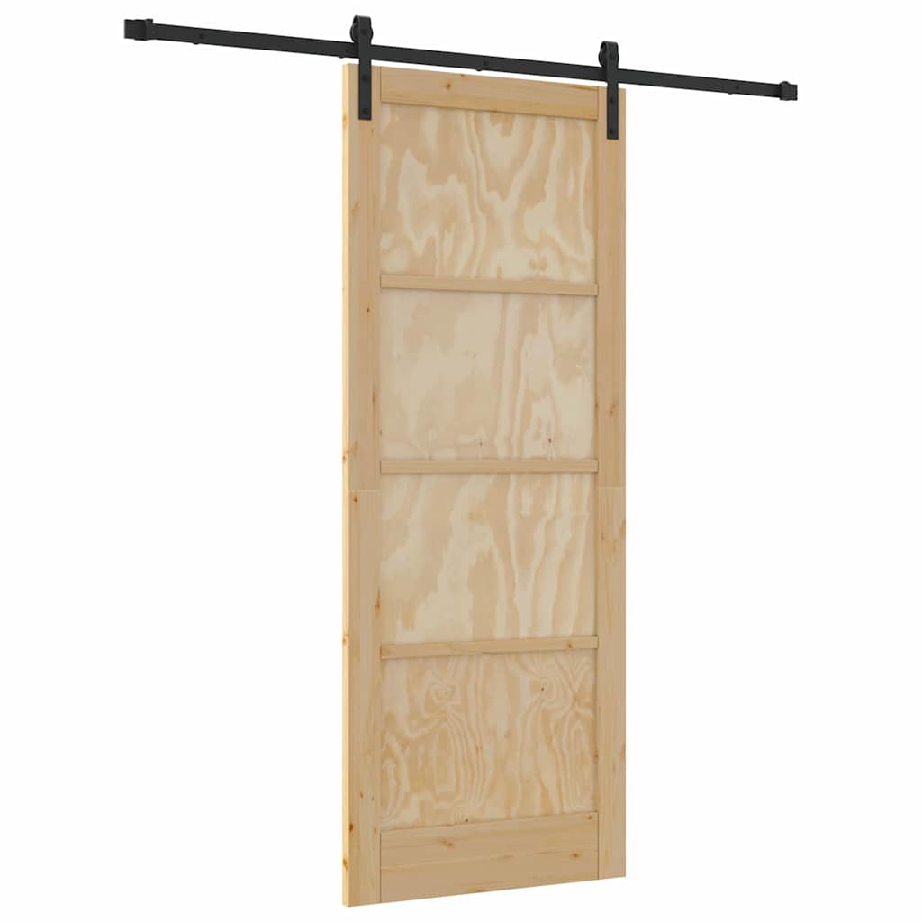Sliding Door Manual Natural and black 83 x 211 cm