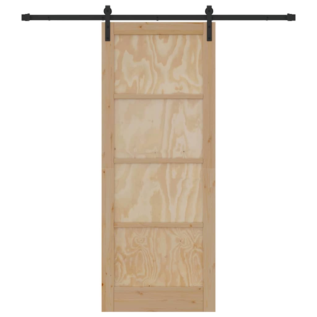 Sliding Door Manual Natural and black 83 x 211 cm