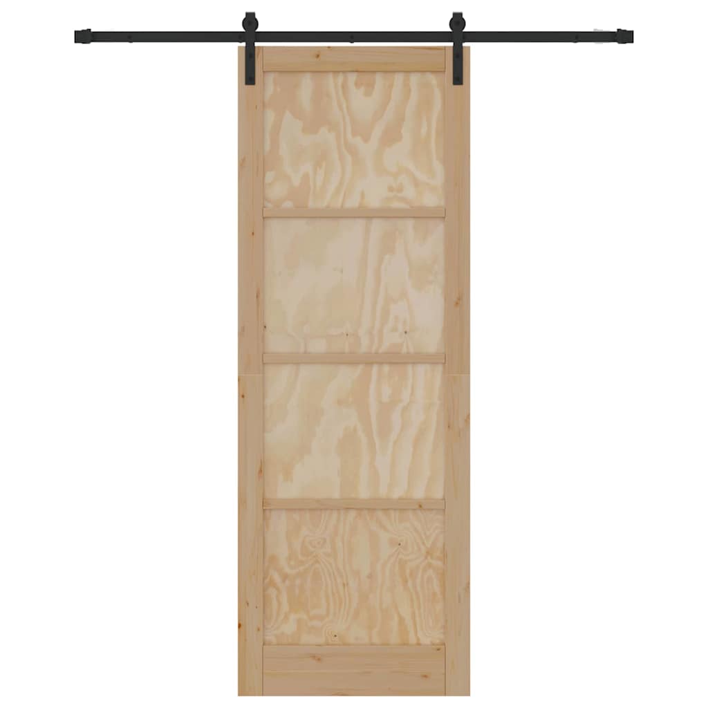 Sliding Door Manual Natural and black 83 x 232 cm