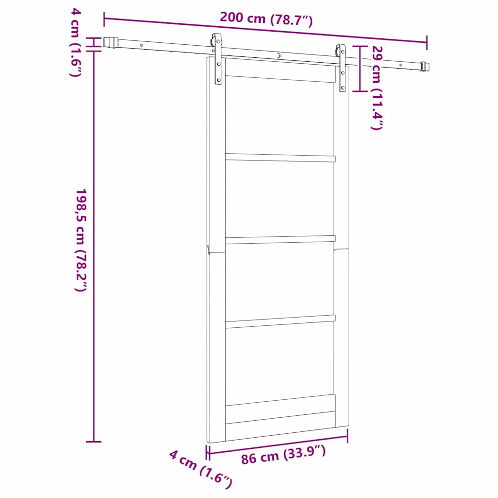 Sliding Door Manual Natural and black 86 x 198.5 cm